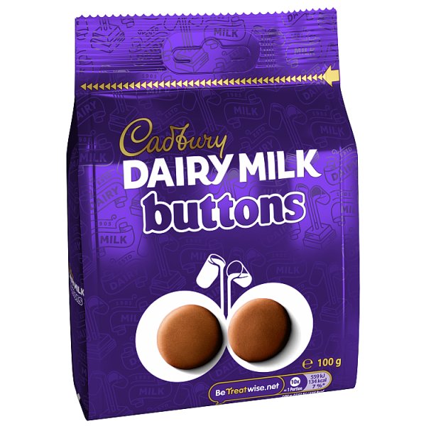 Cadbury Dairy Milk Chocolate Buttons Bag 100g (10 x 100g)