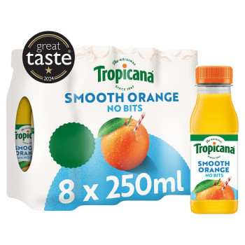 Tropicana Smooth Orange Fruit Juice 250ml (8 x 250ml)