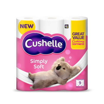 Cushelle Simply Soft Toilet Roll 9 Standard Rolls (5 x 9pk)