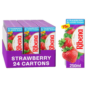 Ribena No Added Sugar Strawberry Juice Drink Carton 250ml (24 x 250ml) Ribena No Added Sugar Strawberry Juice Drink Carton 250ml (24 x 250ml)