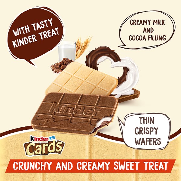 Kinder Cards Milk Chocolate Wafer Biscuit Snack Bar Twin Pack 25.6g (30 x 25.6g)