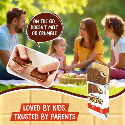 Kinder Cards Milk Chocolate Wafer Biscuit Snack Bar Twin Pack 25.6g (30 x 25.6g)