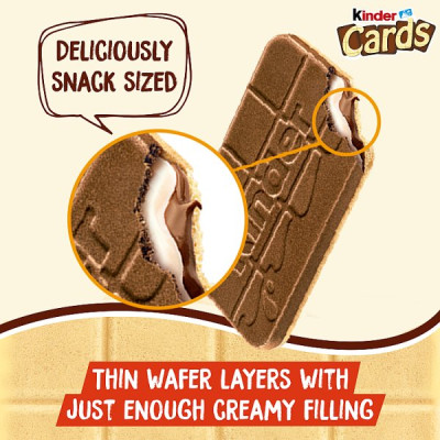 Kinder Cards Milk Chocolate Wafer Biscuit Snack Bar Twin Pack 25.6g (30 x 25.6g)