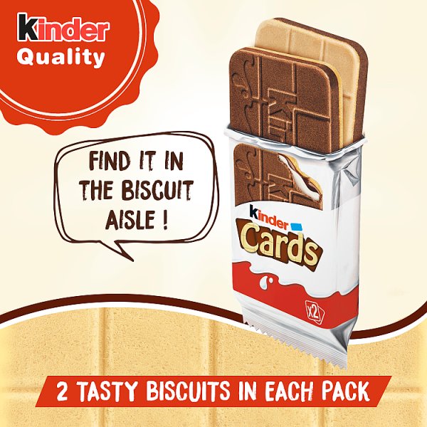 Kinder Cards Milk Chocolate Wafer Biscuit Snack Bar Twin Pack 25.6g (30 x 25.6g)