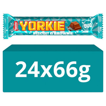 Yorkie DUO Biscuit & Brownie Flavour Milk Chocolate Bar 66g (24 x 66g)