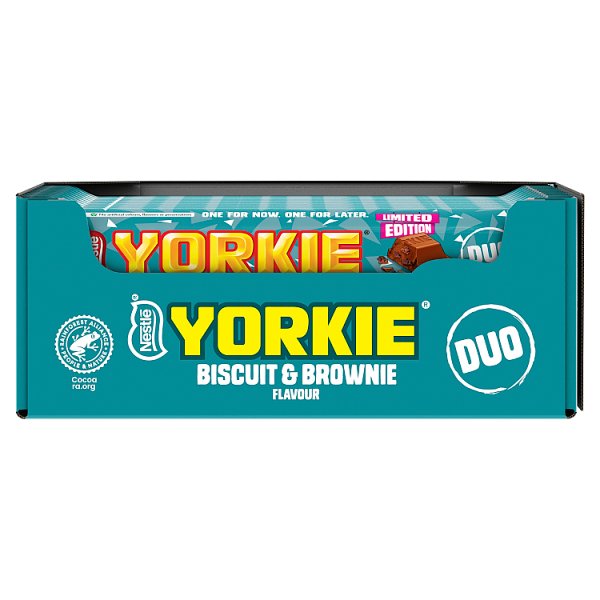 Yorkie DUO Biscuit & Brownie Flavour Milk Chocolate Bar 66g (24 x 66g)
