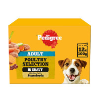 PEDIGREE® Adult Wet Dog Food Poultry Selection in Gravy 12 x 100g Pouch (4 x 12x100g)