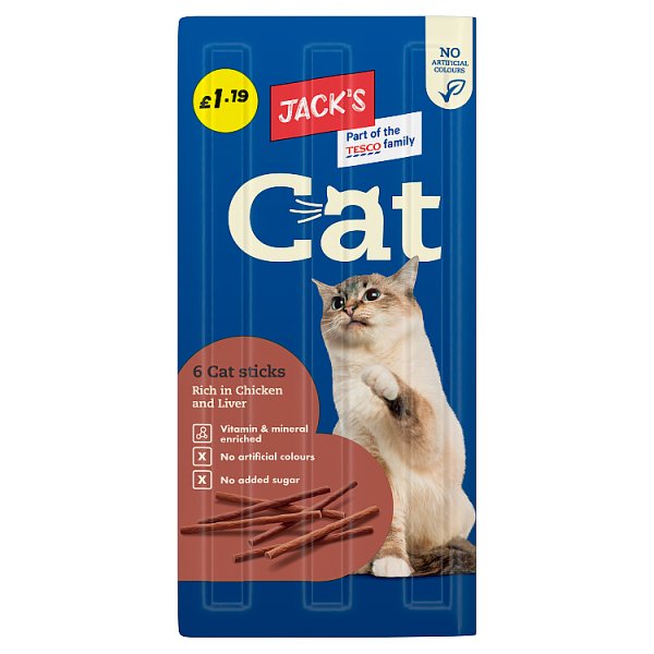 Jack's 6 Cat Sticks Rich in Chicken and Liver 30g (16 x 30g)