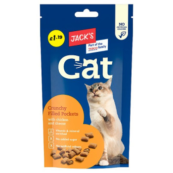 Jack's Cat Crunchy Filled Pockets with Chicken and Cheese 60g (10 x 60g)
