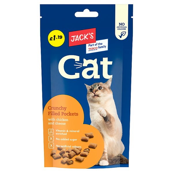 Jack's Cat Crunchy Filled Pockets with Chicken and Cheese 60g (10 x 60g)