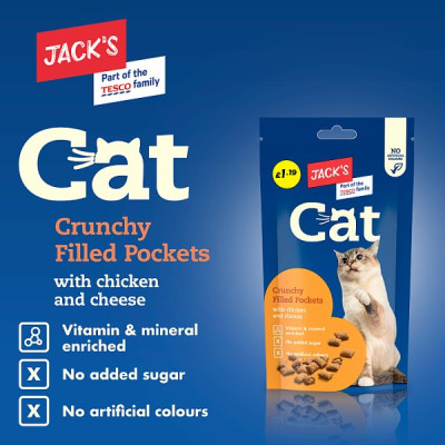 Jack's Cat Crunchy Filled Pockets with Chicken and Cheese 60g (10 x 60g)