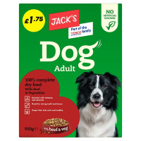 Jack's Dog Adult 100% Complete Dry Food with Beef & Vegetables 950g (5 x 950g)