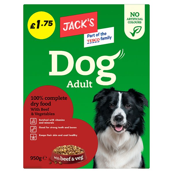 Jack's Dog Adult 100% Complete Dry Food with Beef & Vegetables 950g (5 x 950g)