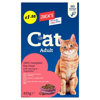 Jack's Cat Adult 100% Complete Dry Food with Herring & Vegetables 425g (8 x 450g)