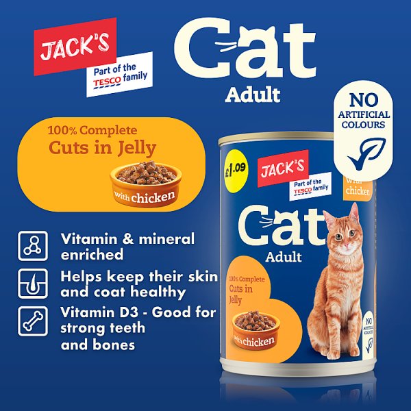 Jack's Adult Cat 100% Complete Cuts in Jelly with Chicken 415g (12 x 415g)