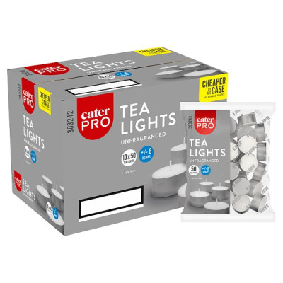 CaterPro 50 Tea Lights 8hours (10 x 50s)