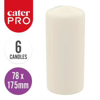 CaterPro 6 Pillar Candles Ivory 78x175mm (3 x 6s)