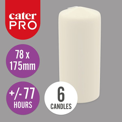 CaterPro 6 Pillar Candles Ivory 78x175mm (1 x 6s)