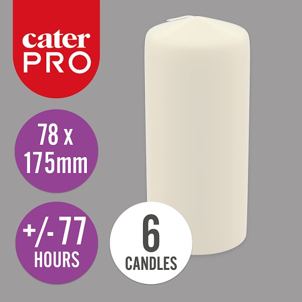 CaterPro 6 Pillar Candles Ivory 78x175mm (1 x 6s)