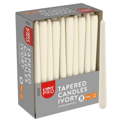 CaterPro 50 Tapered Candles Ivory 250mm (3 x 50s)