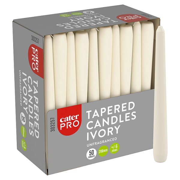 CaterPro 50 Tapered Candles Ivory 200mm (1 x 50s)