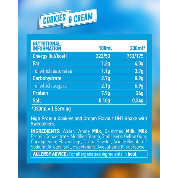 Grenade Cookies & Cream Flavour Protein Shake 330ml (8 x 330ml)