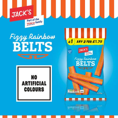 Jack's Fizzy Rainbow Belts 145g (10 x 140g) Jack's Fizzy Rainbow Belts 145g (10 x 140g)