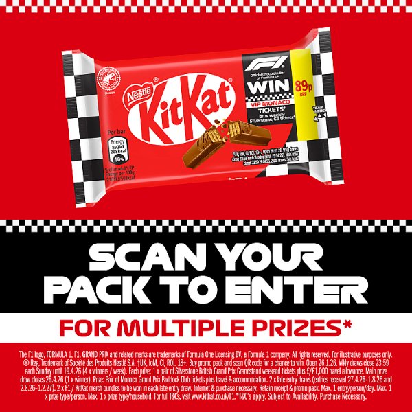 KitKat F1 4 Finger Milk Chocolate Biscuit Bar 41.5g (24 x 41.5g)