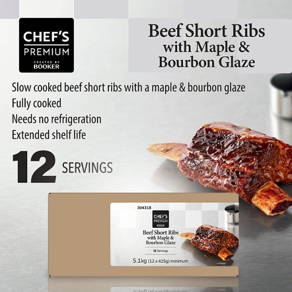 Chef's Premium Beef Short Ribs with Maple & Bourbon Glaze 12 x 425g (5.1kg) (1 x 5.1kg) Chef's Premium Beef Short Ribs with Maple & Bourbon Glaze 12 x 425g (5.1kg) (1 x 5.1kg)
