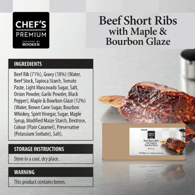 Chef's Premium Beef Short Ribs with Maple & Bourbon Glaze 12 x 425g (5.1kg) (1 x 5.1kg) Chef's Premium Beef Short Ribs with Maple & Bourbon Glaze 12 x 425g (5.1kg) (1 x 5.1kg)