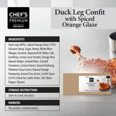 Chef's Premium Duck Leg Confit with Spiced Orange Glaze 6 x 590g (3.54kg) (1 x 3.54kg)