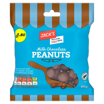 Jack's Milk Chocolate Peanuts 80g (12 x 80g)