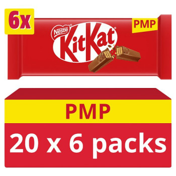KitKat 2 Finger Milk Chocolate Biscuit Bar 6 Pack Multipack 124.2g (20 x 6pk)