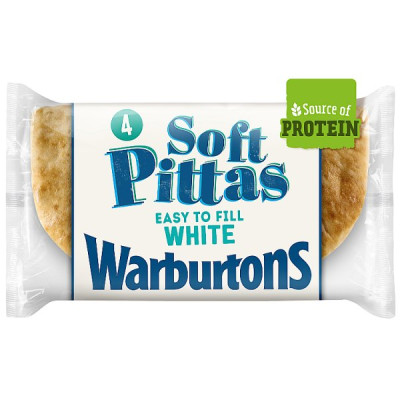 Warburtons 4 White Soft Pittas (1 x 4s)