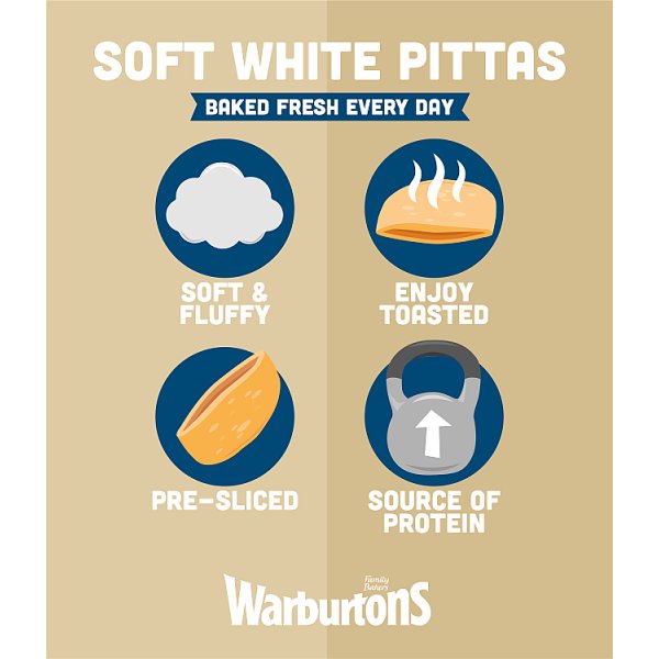 Warburtons 4 White Soft Pittas (1 x 4s)