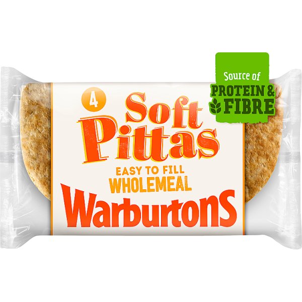 Warburtons 4 Easy to Fill Wholemeal Soft Pittas (1 x 4s)