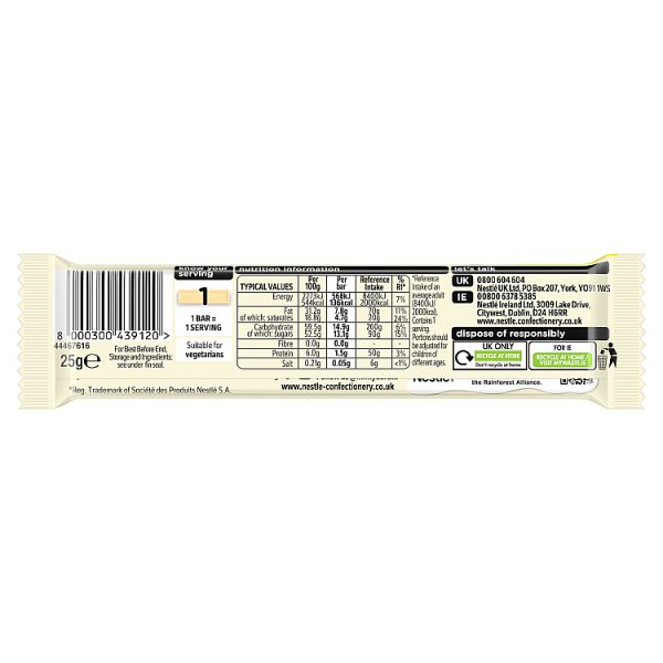 Milkybar White Chocolate Bar 25g (40 x 25g)