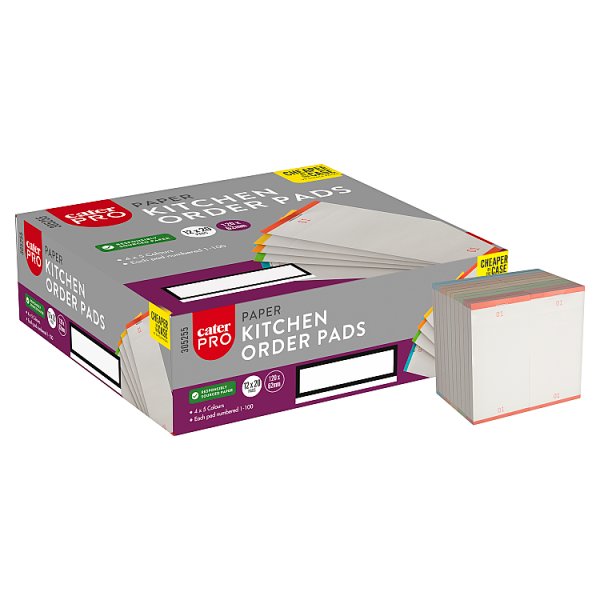 CaterPro 20 Paper Kitchen Order Pads 120 x 62mm (12 x 20s)
