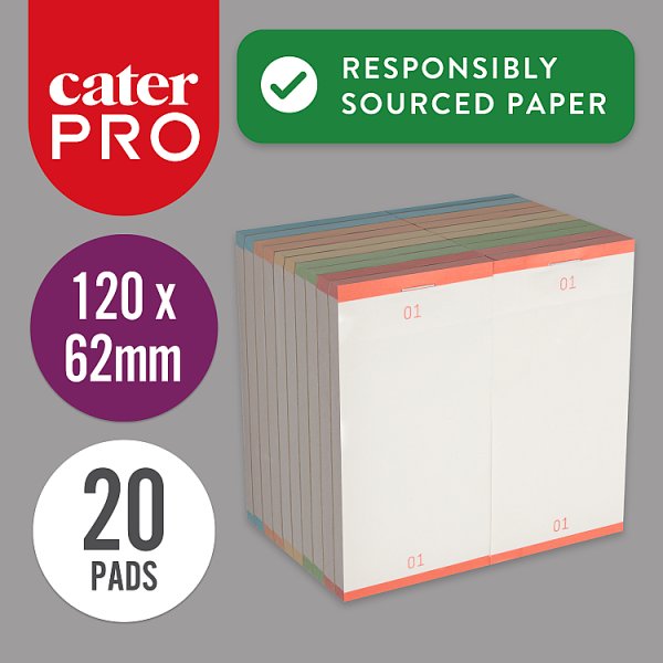 CaterPro 20 Paper Kitchen Order Pads 120 x 62mm (1 x 20s)