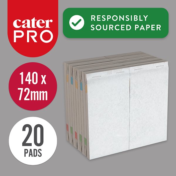 CaterPro 20 Paper Waiter's Order Pads 140 x 72mm (12 x 20s) CaterPro 20 Paper Waiter's Order Pads 140 x 72mm (12 x 20s)