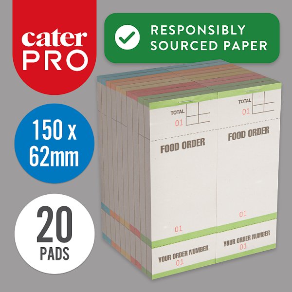 CaterPro 20 Paper Bar Order Pads 150 x 62mm (1 x 20s)