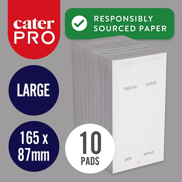 CaterPro 10 Large Paper Restaurant Pads 165 x 87mm (1 x 10s)