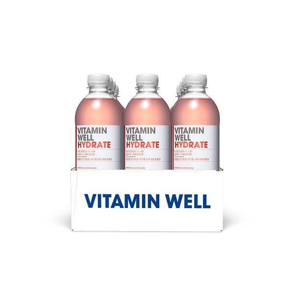 Vitamin Well Hydrate with Flavour of Rhubarb/Strawberry 500ml (12 x 500ml)