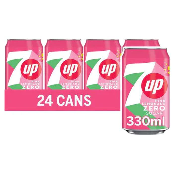 7Up Pink Zero Sugar Lemonade Can 330ml (24 x 330ml)
