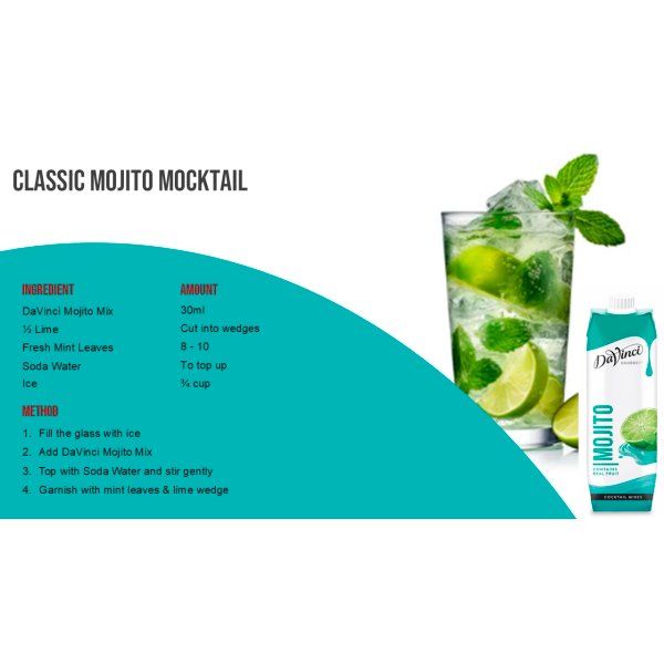 DaVinci Gourmet Mojito Cocktail Mixes 1L (1 x 1ltr)