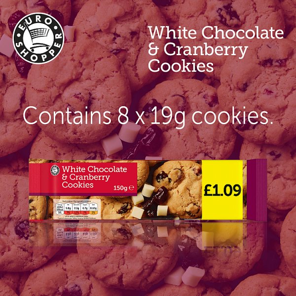 Euro Shopper White Chocolate & Cranberry Cookies 150g (11 x 150g)
