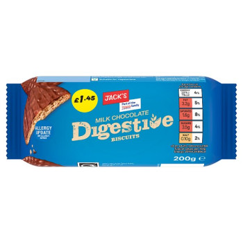 Jack's Milk Chocolate Digestive Biscuits 200g (12 x 200g)