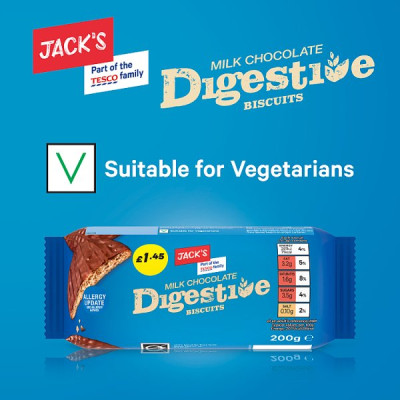 Jack's Milk Chocolate Digestive Biscuits 200g (12 x 200g) Jack's Milk Chocolate Digestive Biscuits 200g (12 x 200g)
