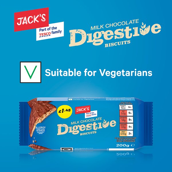 Jack's Milk Chocolate Digestive Biscuits 200g (12 x 200g) Jack's Milk Chocolate Digestive Biscuits 200g (12 x 200g)