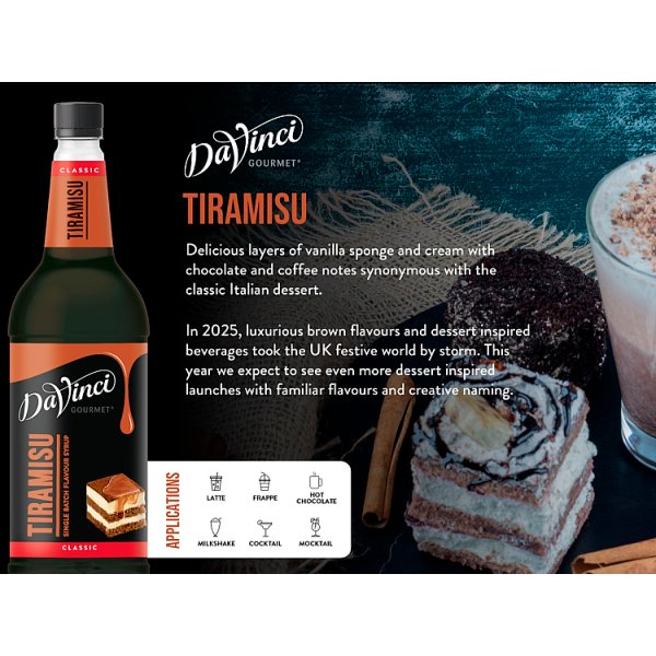 DaVinci Gourmet Classic Tiramisu Single Batch Flavour Syrup 1L (1 x 1ltr)